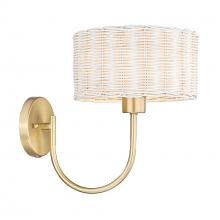  1084-1W BCB-WW - Erma BCB 1 Light Wall Sconce in Brushed Champagne Bronze with White Wicker Shade